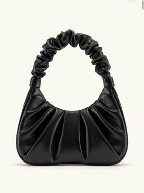 Classic Ruched Handle Shoulder Bag - Black